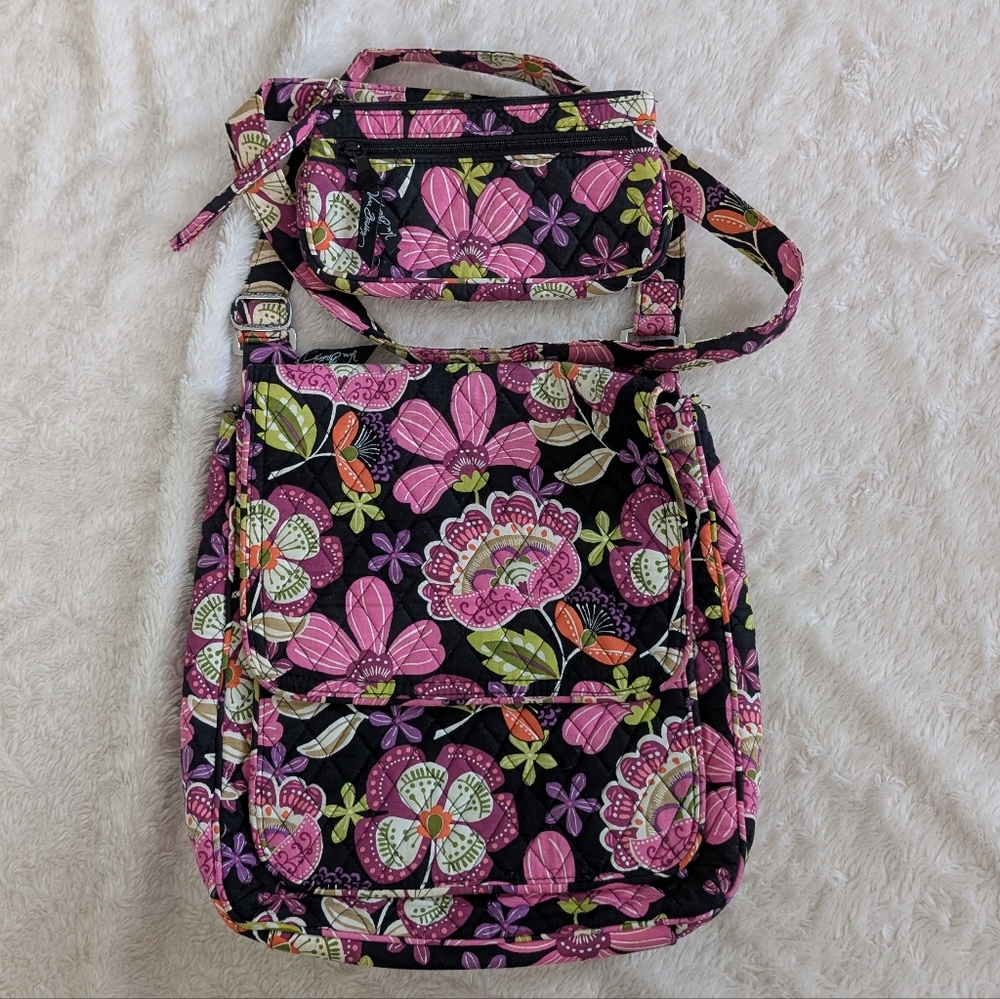 Vera Bradley Mailbag Crossbody Bag With Matching Wallet In Pirouette Pink